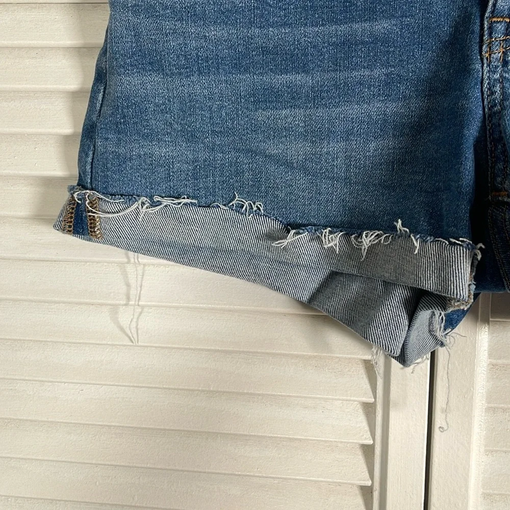 Madewell High Rise Denim Jean Shorts Frayed Hem Size 27 Cutoff Style‎